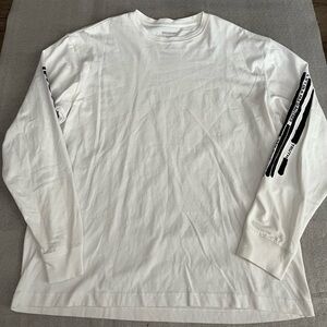 [XL]Maharishi White Long Sleeve Tee with Black Sleeve Graphics Organic Cotton